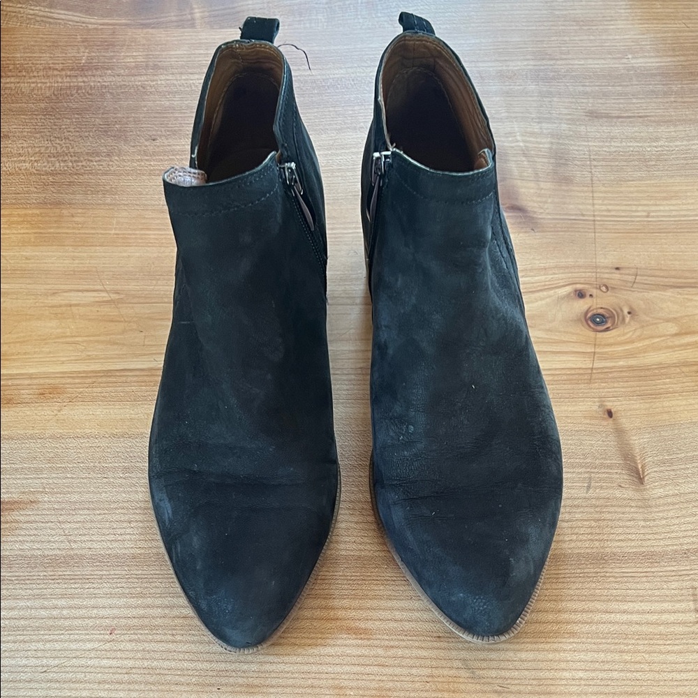 Franco Sarto Black Suede Pointed Toe Ankle Booties